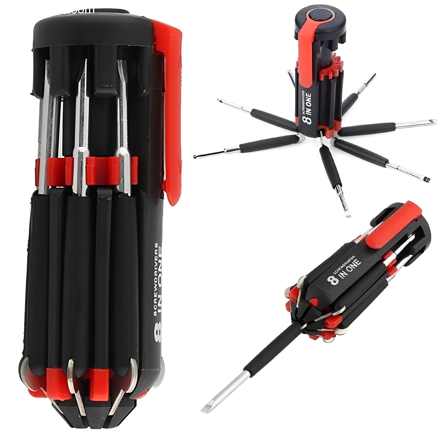 8 in 1 Screw Driver - Screwdriver Tool Kit With LED Torch Multifunctional Screwdriver Multi Portable with 6 LED Torch Tools Light Up Flashlight Maintenance